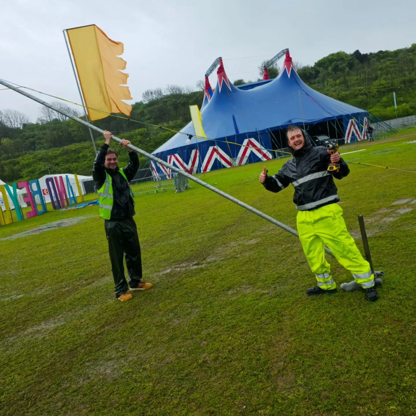 BTN Crew on a site build in the rain
